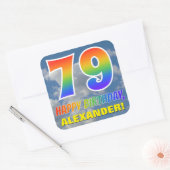 Sticker Carré Rainbow Look "79" & "HAPPY BANTHDAY", Nuages, Sky (Enveloppe)