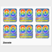 Sticker Carré Rainbow Look "80" & "HAPPY BANTHDAY", Nuages, Sky (Feuille)