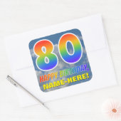 Sticker Carré Rainbow Look "80" & "HAPPY BANTHDAY", Nuages, Sky (Enveloppe)