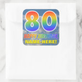 Sticker Carré Rainbow Look "80" & "HAPPY BANTHDAY", Nuages, Sky (Sac)