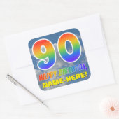 Sticker Carré Rainbow Look "90" & "HAPPY BANTHDAY", Nuages, Sky (Enveloppe)