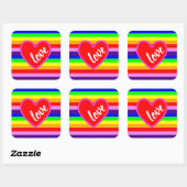 Sticker Carré Rainbow Love Heart Classic Pride Horizontal Strie (Feuille)