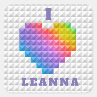 Sticker Carré Rainbow Love Heart Motif géométrique Personnalisé