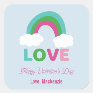 Sticker Carré Rainbow Love Valentine's Day