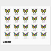 Sticker Carré Rainbow Monarch Papillon Mariage Merci (Feuille)