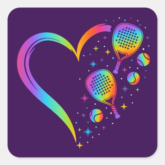 Sticker Carré Rainbow Padel (Devant)