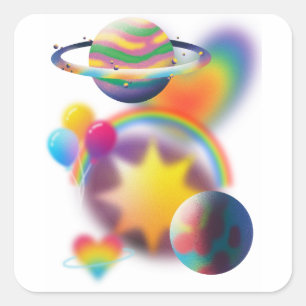 STICKER CARRÉ RAINBOW PARTY