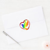 Sticker Carré Rainbow Peace Dove dans le coeur (Enveloppe)