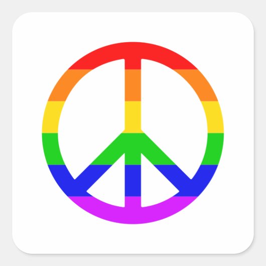 Sticker Carré Rainbow Peace Sign (Devant)
