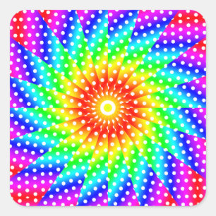 Sticker Carré Rainbow Polka Dot Kaleidoscope Mandala