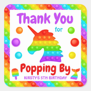 Sticker Carré Rainbow Pop It Fidget Toy Anniversaire