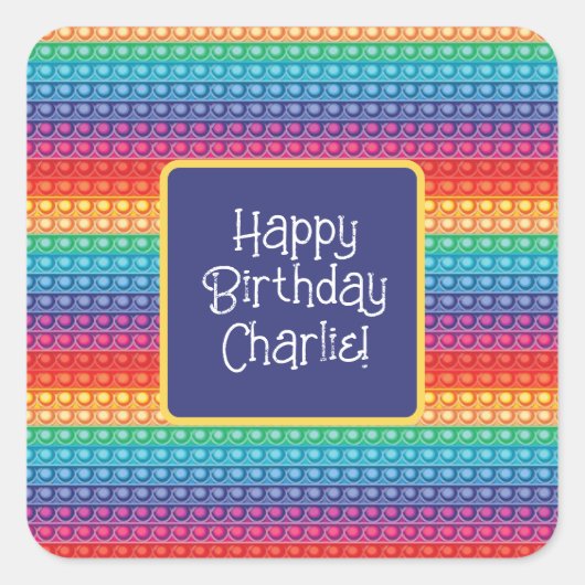 Sticker Carré Rainbow Pop It Fidget Toy Motif Personnalisé (Devant)