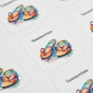 Sticker Carré Rainbow Reef Flip Flops, personnalisées