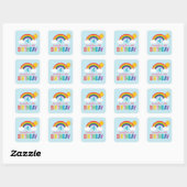 Sticker Carré Rainbow Sky Blue Girls Anniversaire (Feuille)