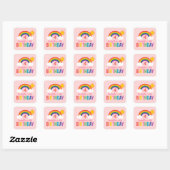 Sticker Carré Rainbow Sky Light Rose Girls Anniversaire (Feuille)