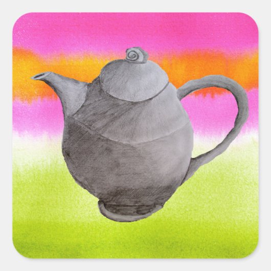 Sticker Carré Rainbow Teapot partie thé (Devant)