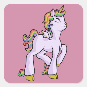 Sticker Carré Rainbow Unicorn !