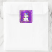 Sticker Carré Rainbow Unicorn Parties scintillant violet (Sac)