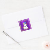 Sticker Carré Rainbow Unicorn Parties scintillant violet (Enveloppe)