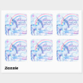 Sticker Carré Rainbow Unicorn Spa fête d'anniversaire (Feuille)