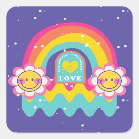 Sticker Carré Rainbow Vous aimez (Devant)