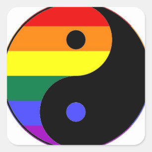 Sticker Carré Rainbow Yin et Yang - LGBT Pride Couleurs arc-en-c