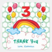 Sticker Carré Rainbows and Balloons La fête d'anniversaire de l' (Devant)
