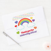 Sticker Carré Rainbows Coeurs et Dots Filles Anniversaire (Enveloppe)