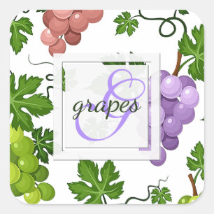 Sticker Carré Raisins et graphiques doux
