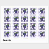 Sticker Carré Raisins sur Plaid violet blanc (Feuille)