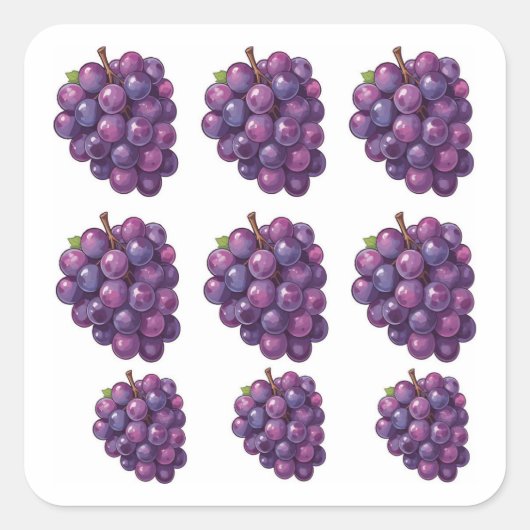 Sticker Carré Raisins Violets (Devant)