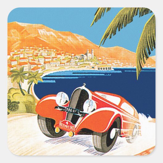 Sticker Carré Rallye Automobile Monte Carlo (Devant)