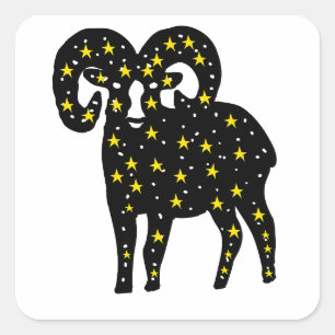 Sticker Carré Ram Space Stars Silhouette