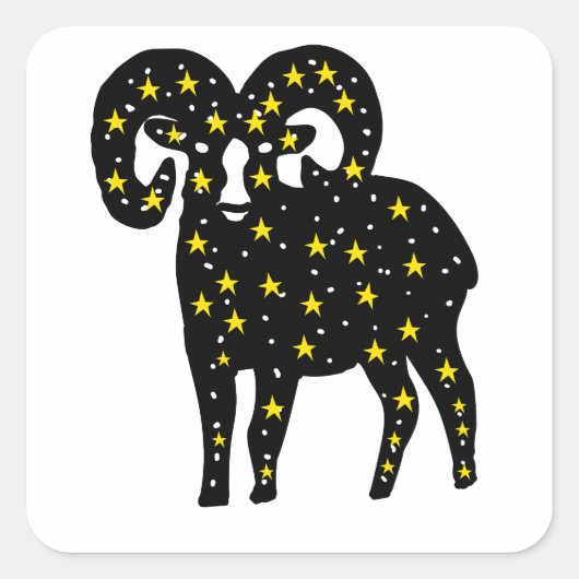 Sticker Carré Ram Space Stars Silhouette (Devant)