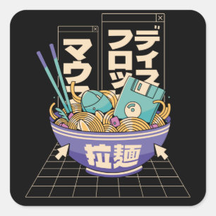 Sticker Carré Ramène-moi aux années 90 - Ramen Rétro 90