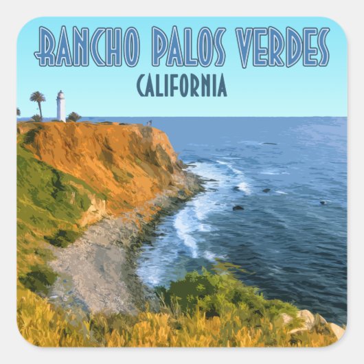 Sticker Carré Rancho Palos Verdes California Point Vicente (Devant)