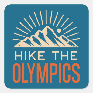 Sticker Carré Randonnée dans les montagnes olympiques Washington