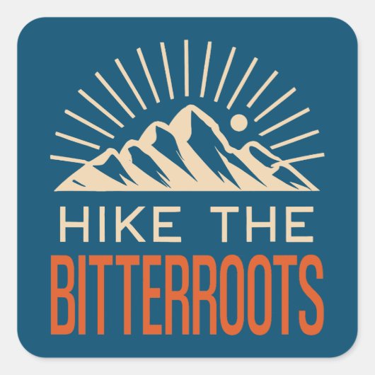 Sticker Carré Randonner Les Bitterroots Idaho Montana Sunburst (Devant)