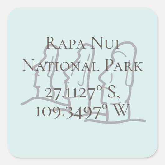 Sticker Carré Rapa Nui Latitude & Longitude (Devant)