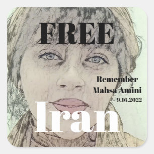 Sticker Carré RAPPEL IRAN LIBRE Mahsa Amini