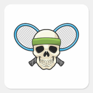 Sticker Carré Raquette de tennis de crâne