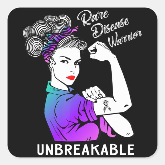 Sticker Carré Rare Disease Warrior (Devant)