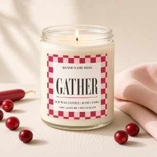 Sticker Carré Rassembler Gingham Rouge Rose Personnalisé Thanksg