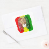Sticker Carré Rasta Lion (Enveloppe)
