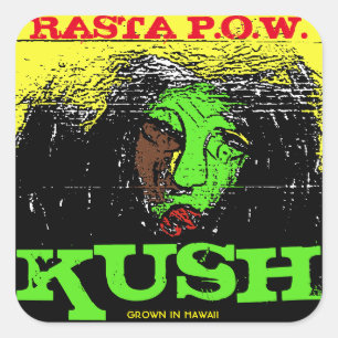 STICKER CARRÉ RASTA P.O.W. KUSH