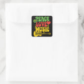 Sticker Carré Rasta Peace-Love-Music (Sac)