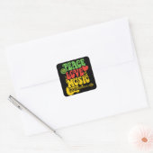Sticker Carré Rasta Peace-Love-Music (Enveloppe)