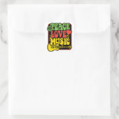 Sticker Carré Rasta Peace-Love-Music (Sac)