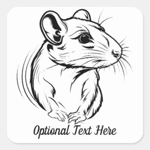 Sticker Carré Rat domestique noir et blanc personnalisé