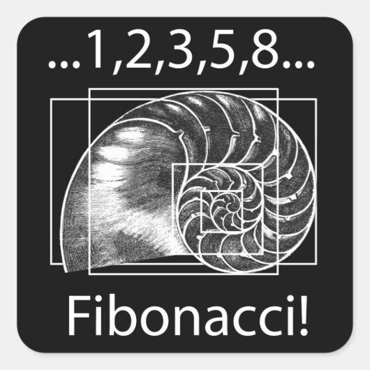 Sticker Carré Ratio d'or, spirale de Fibonacci (Devant)
